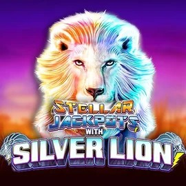 Jackpots logo of Stellar Jackpots with Silver Lion from Lightning Box Game at Wild Robin Casino